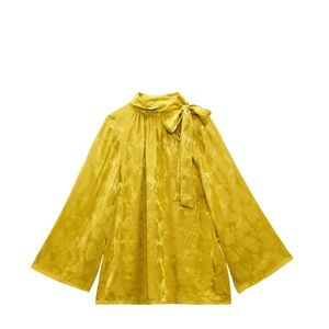 Zara Yellow Blouse with Bow Detail